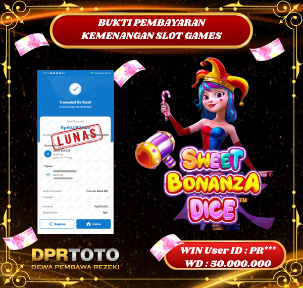 KEMENANGAN BESAR SLOT SWEET BONANZA DICE Rp 50.000.000 - LUNAS